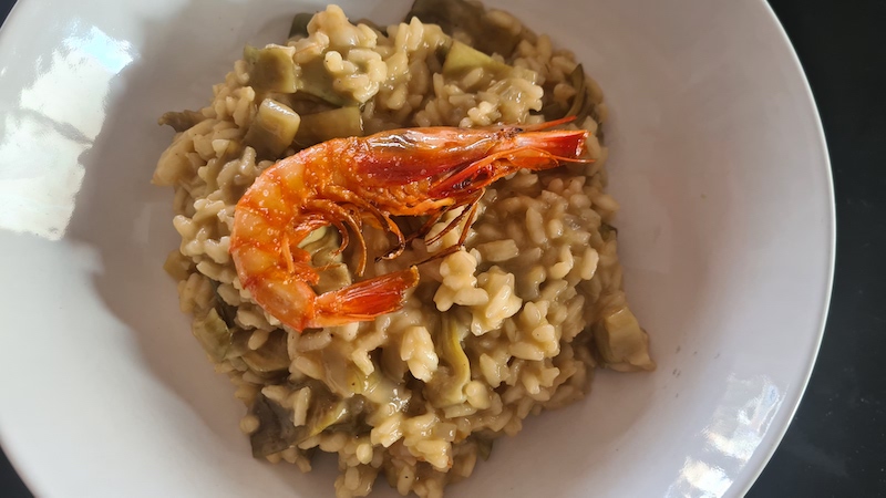 Risotto de gambes i carxofes 1 Risotto de gambes i carxofes
